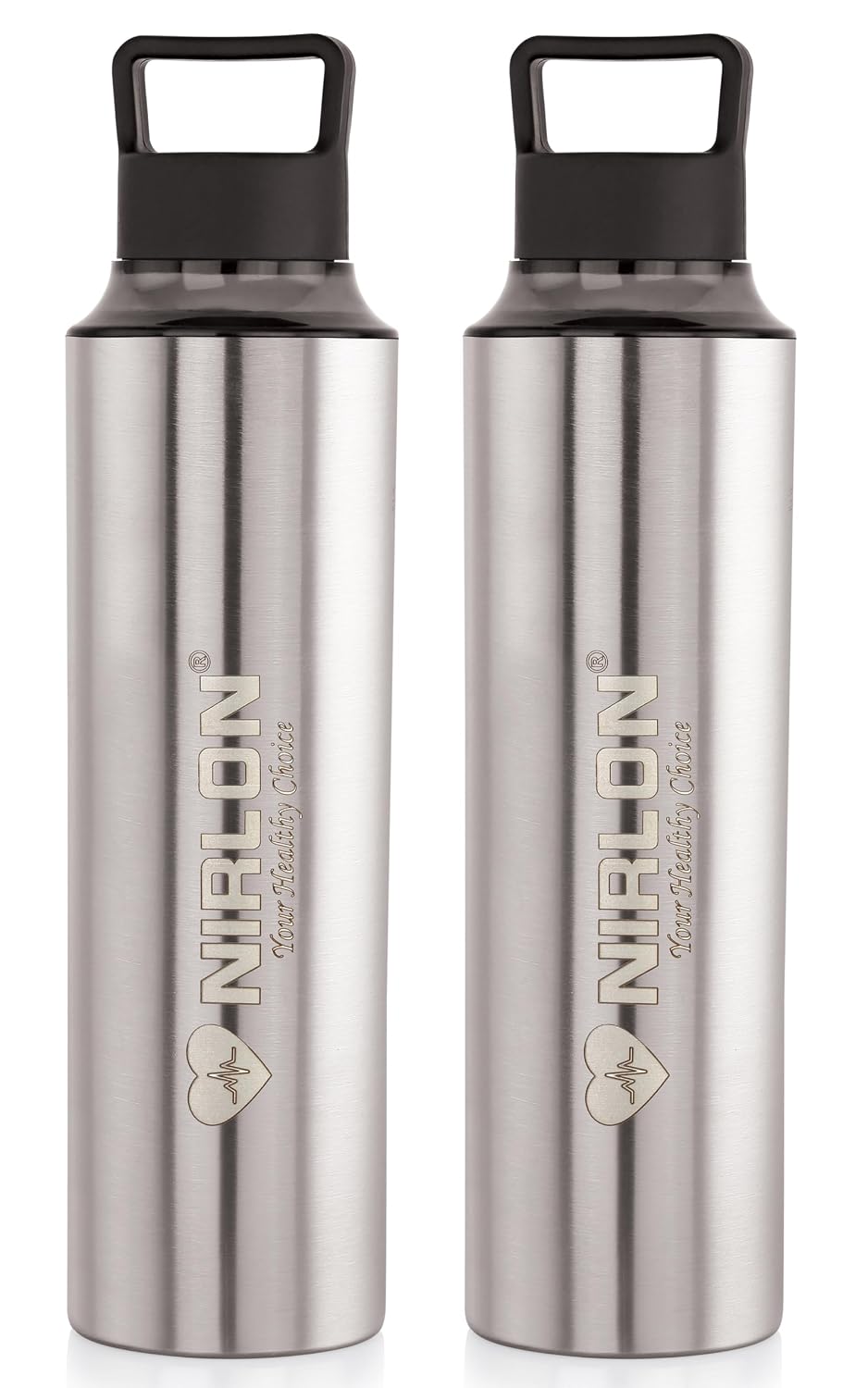 NIRLON Eco Pure Single Wall Stainless Steel Water Bottle, Water Bottles For Fridge Pack of 2