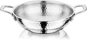 NIRLON Hammered Triply Stainless Steel Cookware Deep Kadai/Wok/Kadhai 18cm Kadhai 18 cm diameter 1.2 L capacity (Triply