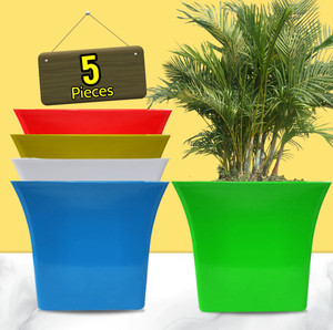Nursery Hub 8-Inch Square Plant Container Set - Indoor & Outdoor Gardening Pots (Pack of 5)