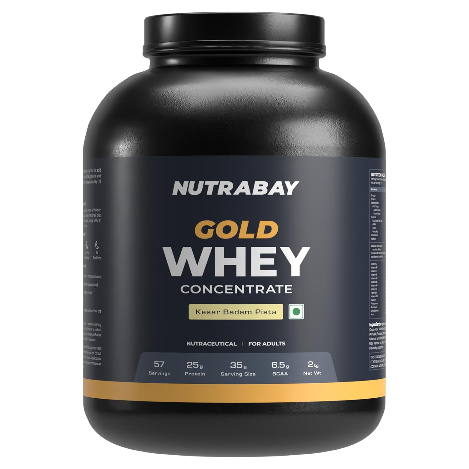 Nutrabay Gold Whey Protein Concentrate with Digestive Enzymes & Vitamin Minerals - 2kg, Kesar Badam Pista