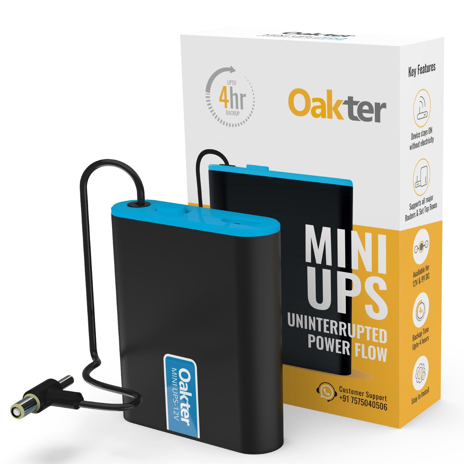 Oakter Mini UPS for 12V WiFi Router Broadband Modem | Backup Upto 4 Hours 2x2000 mAh 14.8 Wh| WiFi UPS Power Backup Duri