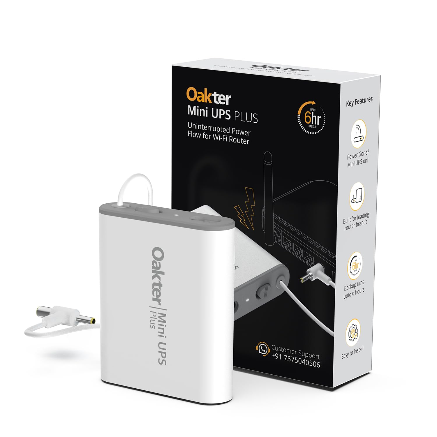Oakter Mini UPS Plus WiFi Router Broadband Modem | Backup Up to 6 Hours 3x2000 mAh 22.2 Wh