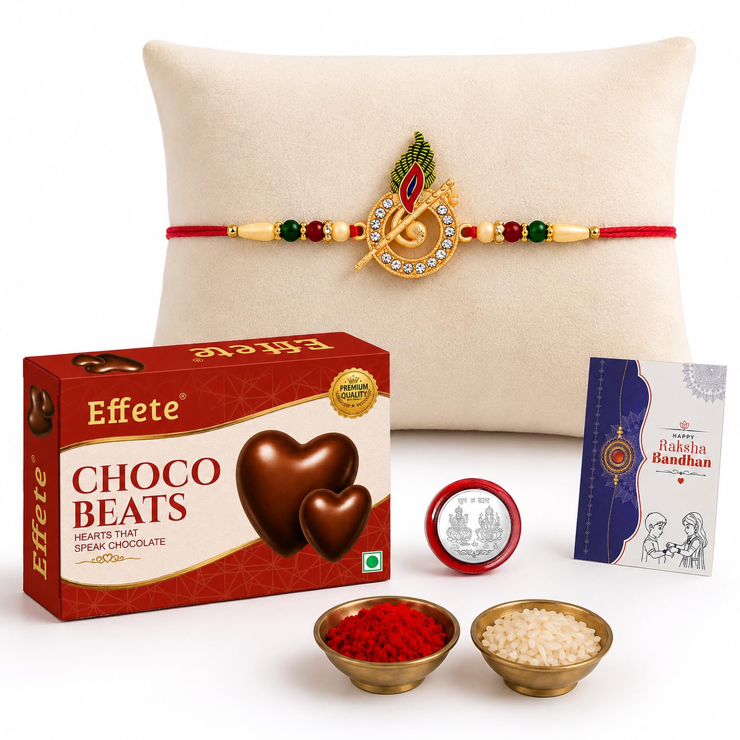 Oblivion Designer Murli Flute Rakhi for Brother with Choco Beats Chocolate 32gm