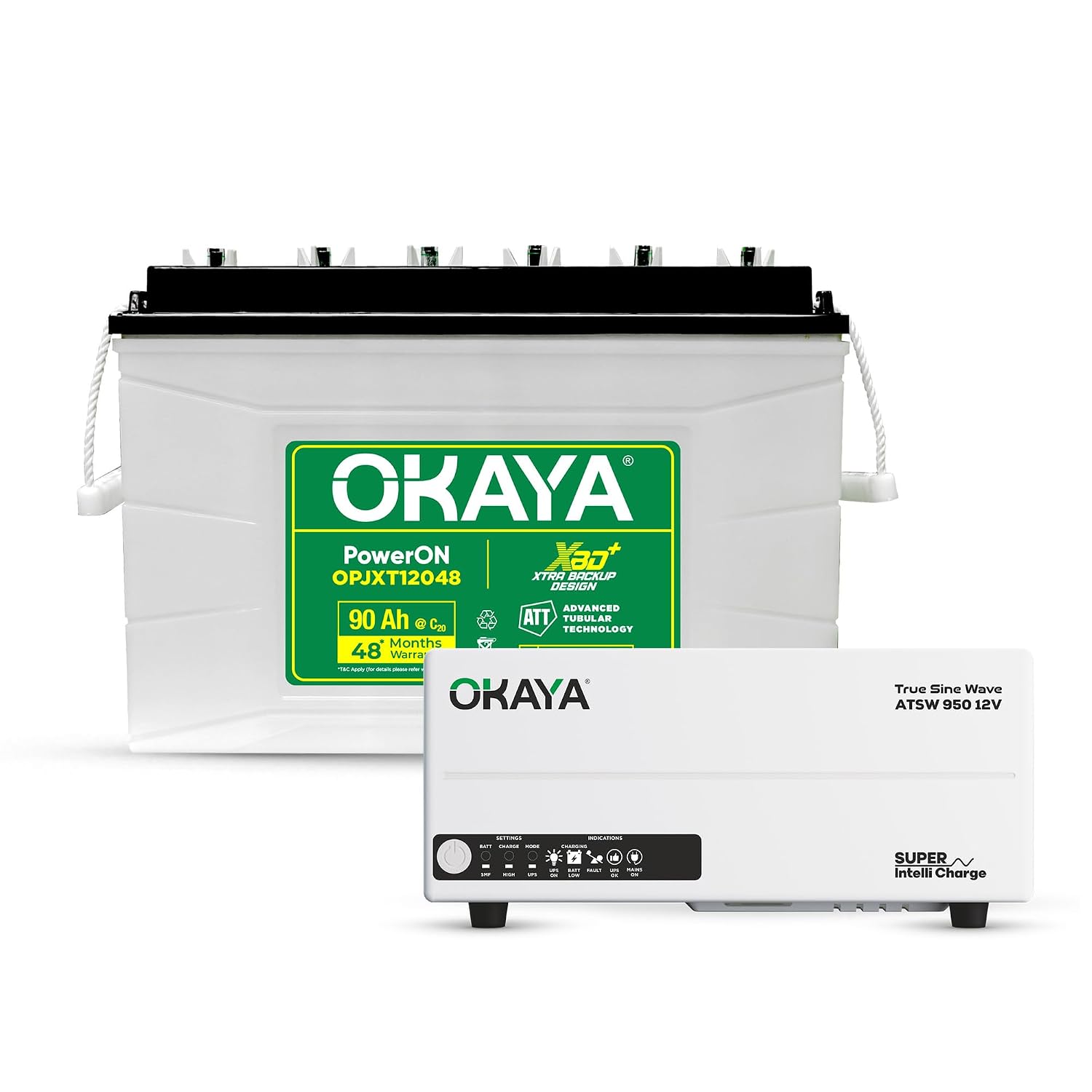 Okaya Inverter with Battery Combo for Home,Office & Shops | ATSW 950 12V Pure Sine Wave Inverter 700VA with 36 Months Wa
