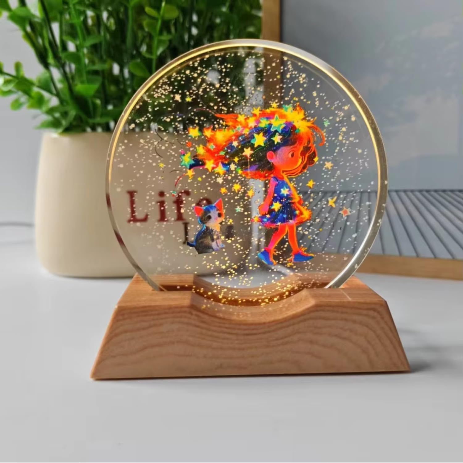 One94Store 3D Acrylic LED Night Light - Warm White & Dream Girl Design