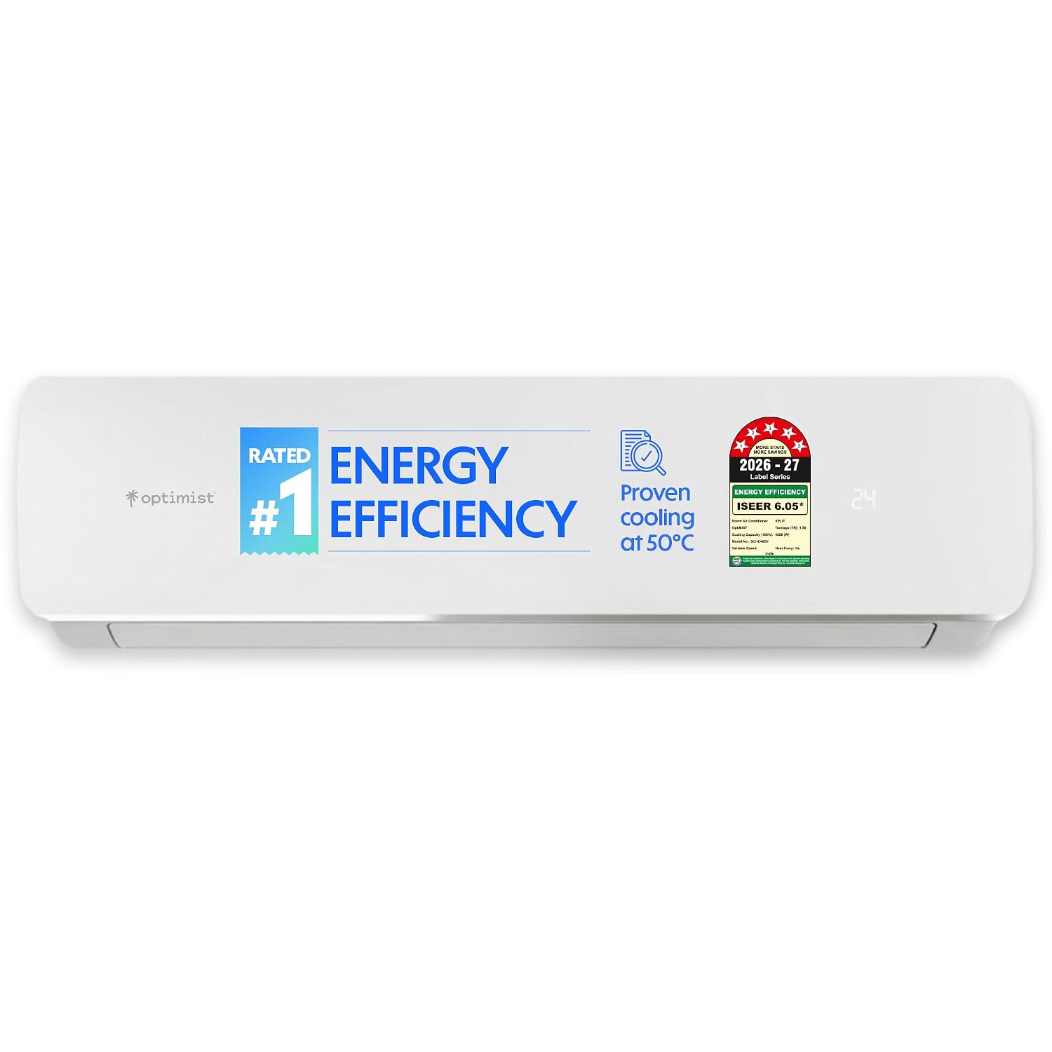 Optimist 1.39 Ton 5 Star WiFi Inverter Split AC | Rs. 40/day Lowest Bill | 5-Yr Warranty | ISEER 6.05 | 50°C Tested Cooling