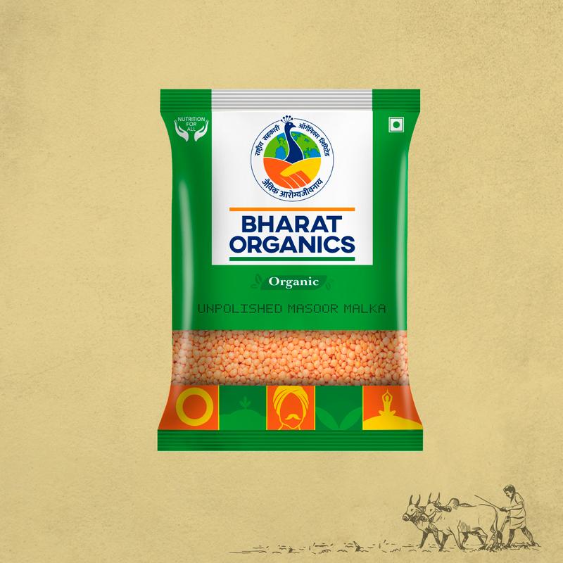 Organic Unpolished Masoor Malka (Red) - Bharat Organics