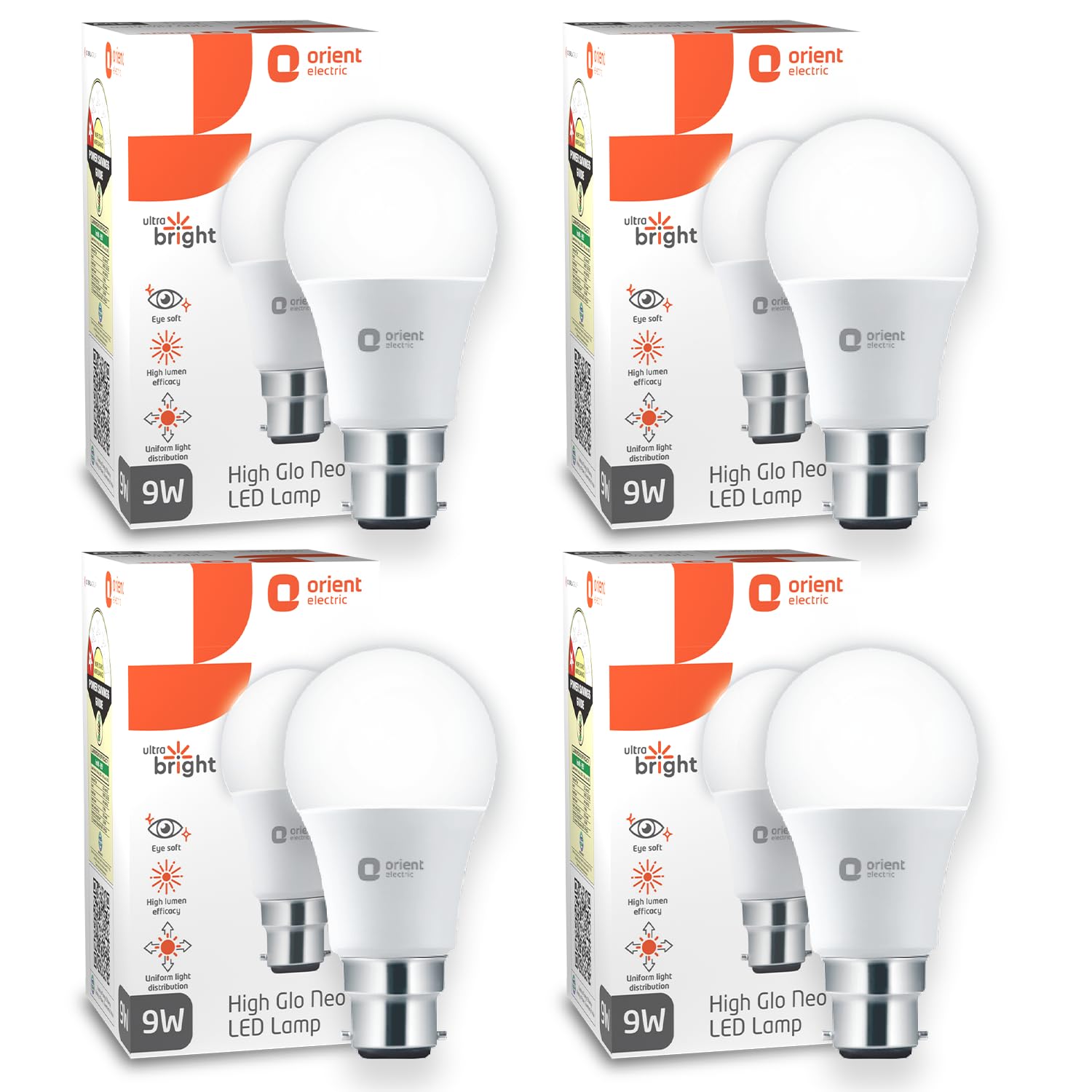Orient Electric 9W High Glow LED bulb| 180-degree wide beam angle| Voltage surge protection Up to 4 kV| 6500K, Cool Whit