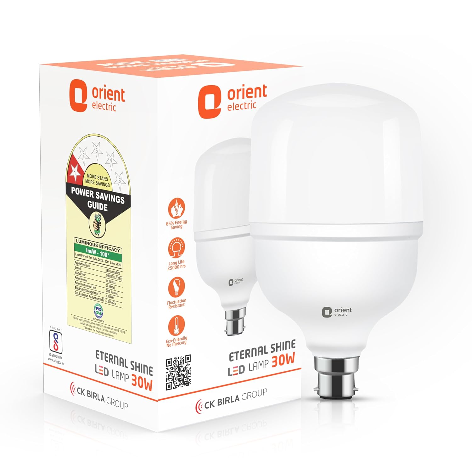 Orient Electric Eternal Shine LED Bulb | 30 Watts | 12 Months Warranty | Cool White (Pack of 1) | 25000 Hours + 180 degr