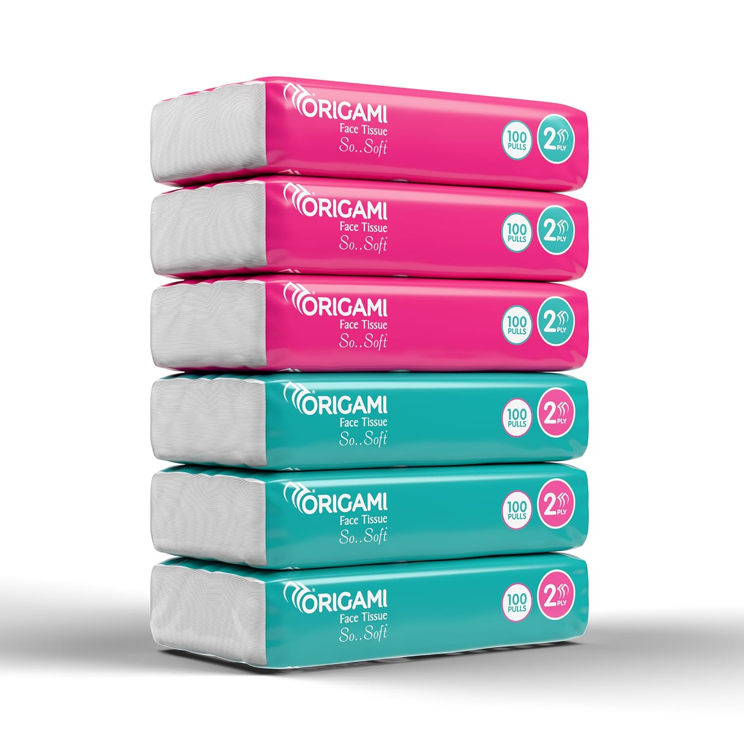 Origami Online Facial Tissues | Soft Pack | Pack of 6 | 100 Pulls Each