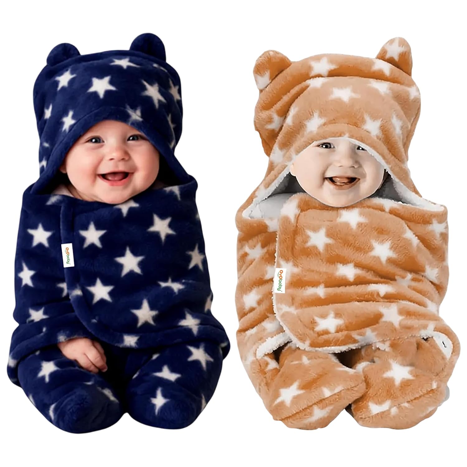 OYO BABY Baby Hooded Blankets Combo | for New Born Babies Baby Boys, Baby Girls, Babies for 0-6 Months, Fleece, Skin Fri