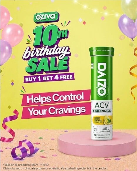 Oziva 10th Birthday Sale Buy 1 Get 4 Free (Freebies worth Rs. 1200)