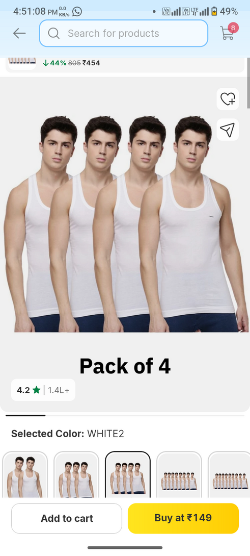 Dollar Pack of 2 Dollar Lehar Men Combed Cotton Round Neck Vest