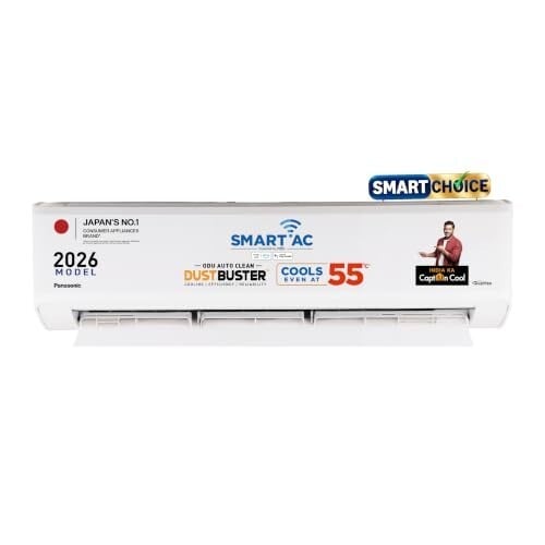 Panasonic 1.5 Ton 5 Star Premium Wi-Fi Inverter Smart Split AC (Matter/MirAIe, AI, DustBuster, 55°C Oper., Copper Conden