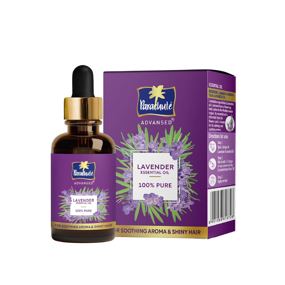 Parachute Advansed Lavender Essential Oil 14ml | 100% Pure | For long & thick hair | Soothing Aroma | Soft & Shiny Hair