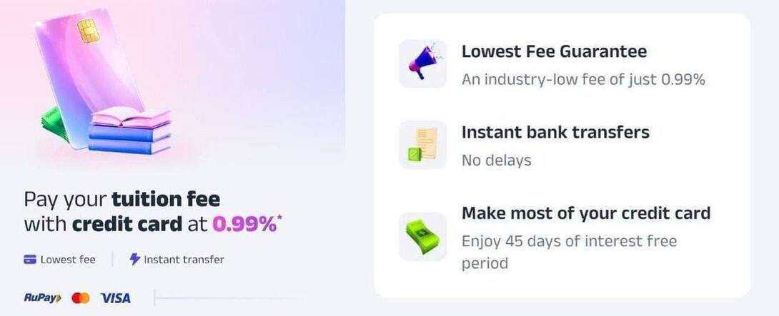 Pay any account by credit card @ 0.99%