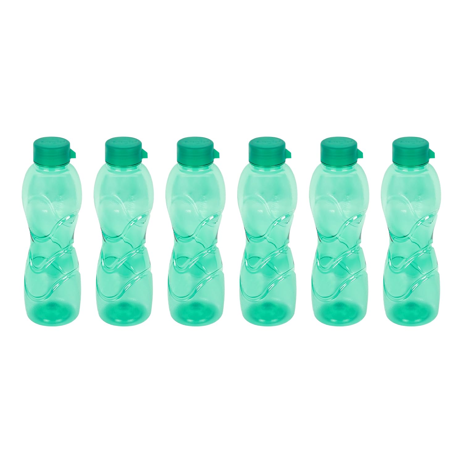 PEARLPET Trinity BPA-Free Plastic Water Bottle Set |Lightweight, Leak-Proof & Freezer Safe - Pack of 6 (1000ml Each), Gr