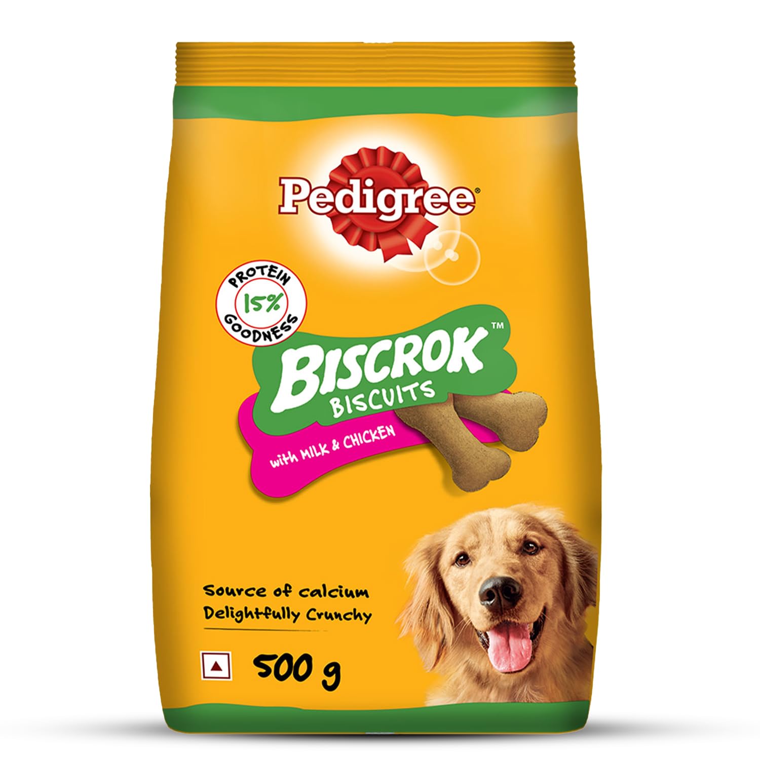 Pedigree Biscrok Biscuits (Above 4 Months) Dog Treats, Chicken with Milk Flavour, 500 g