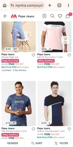 PEPE JEANS CLOTH UPTO 75% OFF