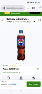 Pepsi Soft Drink 750 ml - Rs. 9 Only