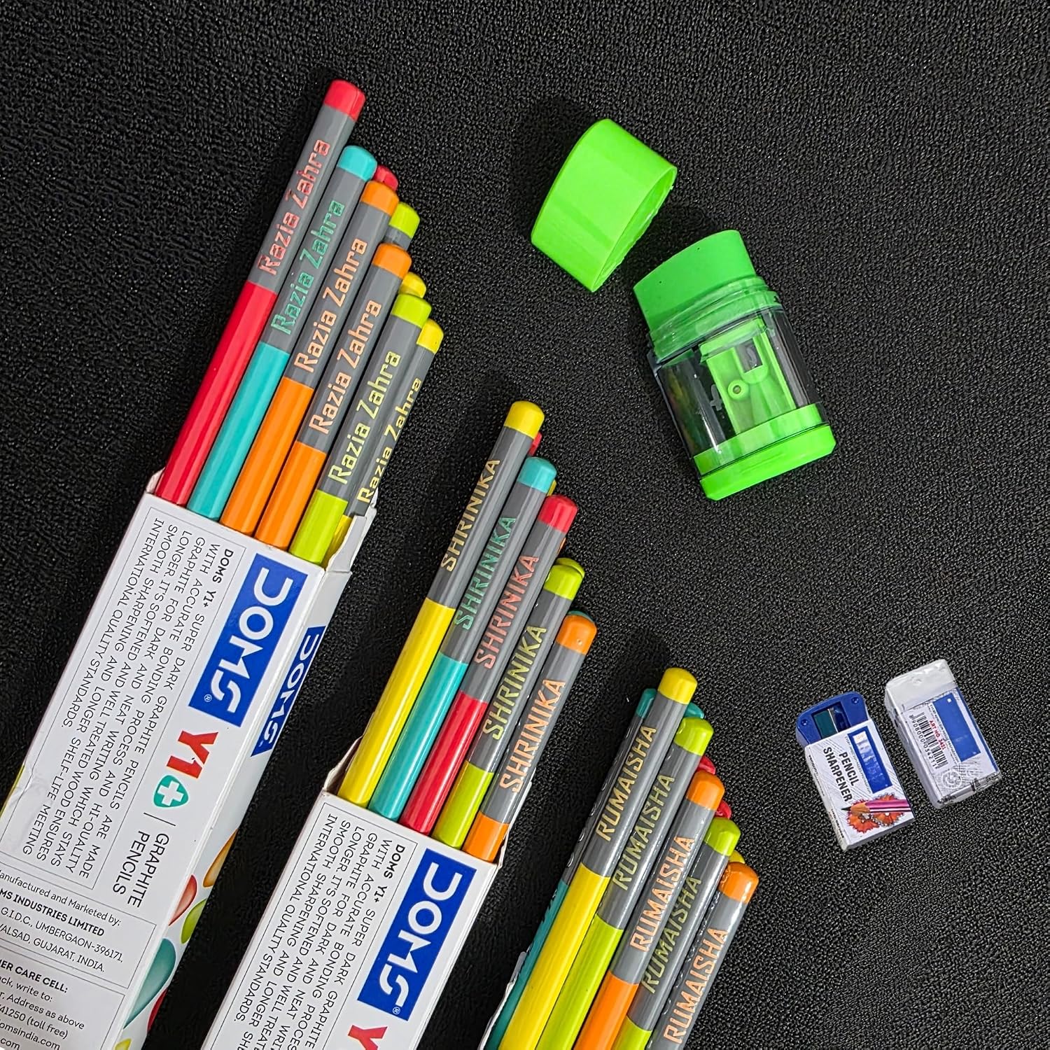 Personalized Name Engraved HB Pencils for Kids with Free Eraser & Sharpener