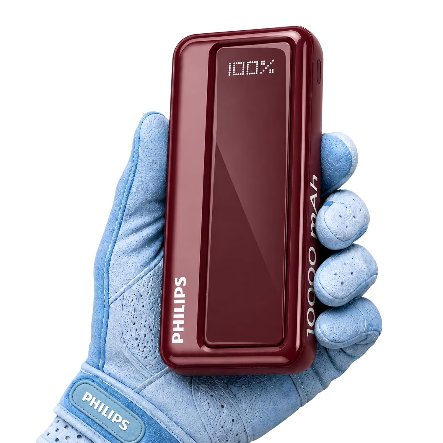 Philips 10000mAh 22.5W Fast Charging Power Bank (Iron Red) with Digital LED Display