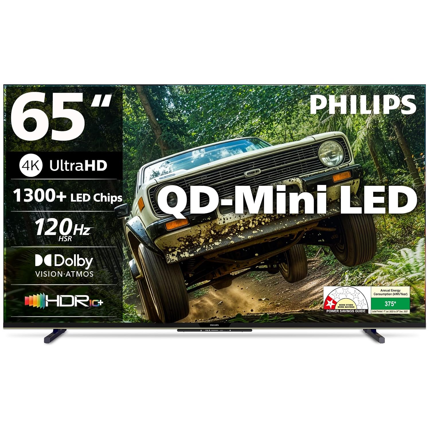 PHILIPS 164 cm (65 inches) 4K Ultra HD QLED Smart QD-Mini LED Google TV 65MLED610/94