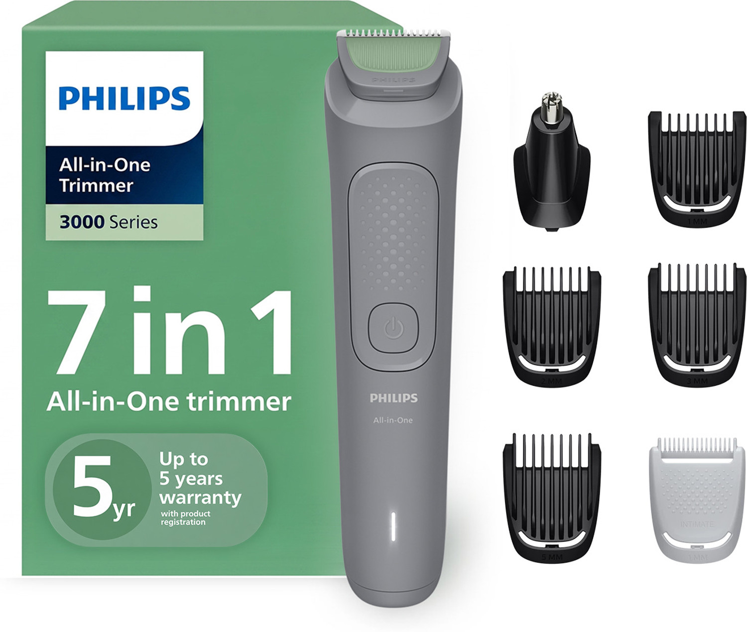 PHILIPS MG3911/15 Fully Waterproof Trimmer 60 min Runtime 5 Length Settings (Grey)