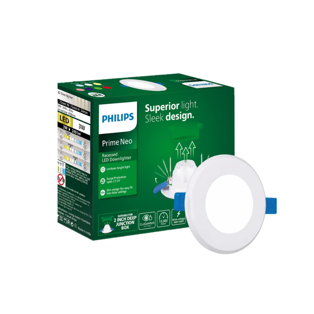 PHILIPS Prime Neo 3-watt Concealed JB LED downlighter for Ceiling | Red, Pack of 1 | Cut Out : 2 inch
