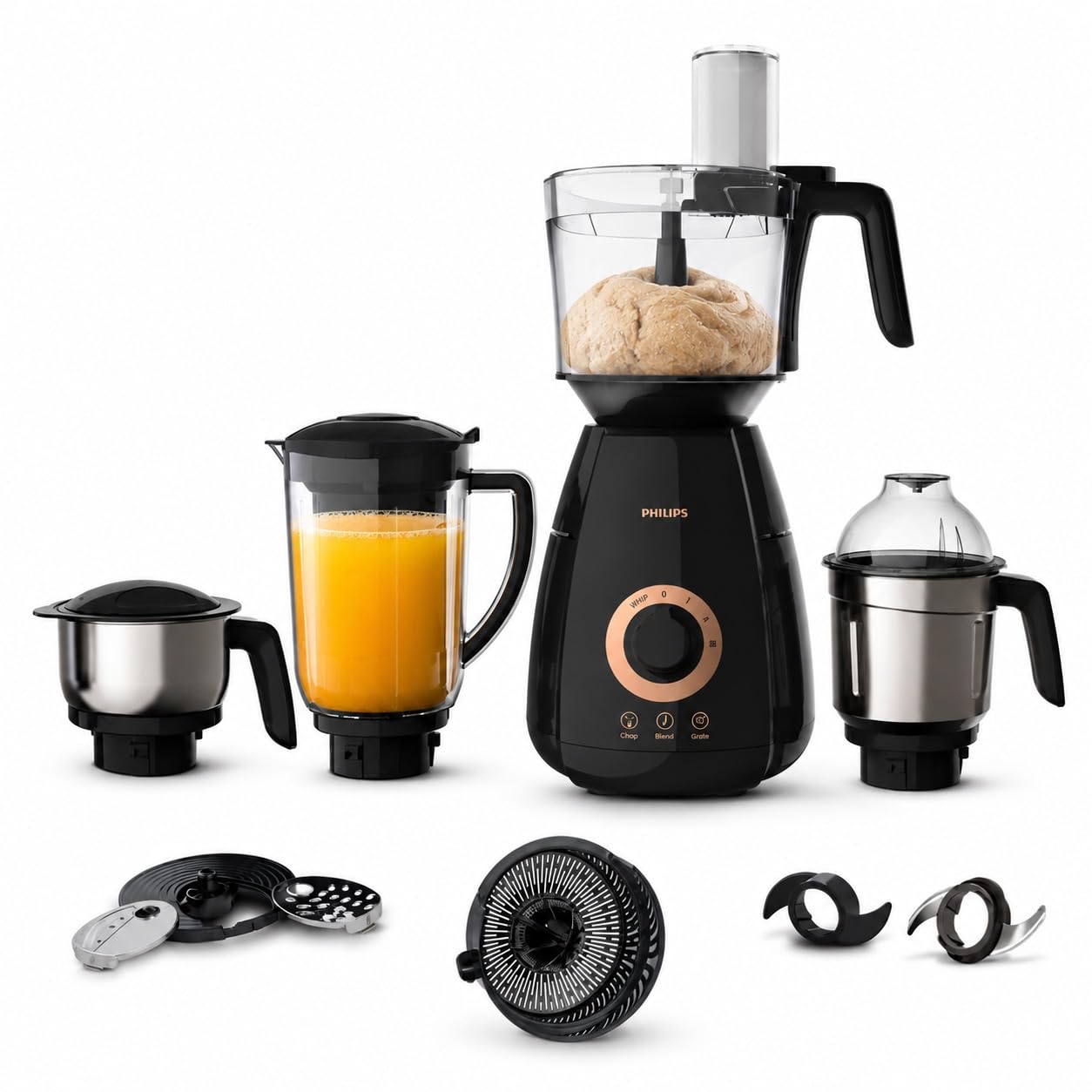 Philips Stainless Steel Mixer Grinder HL7707/01, 750W, 4 Jars3-in-1, Mixer Grinder for home + Juicer + Food Processor, B