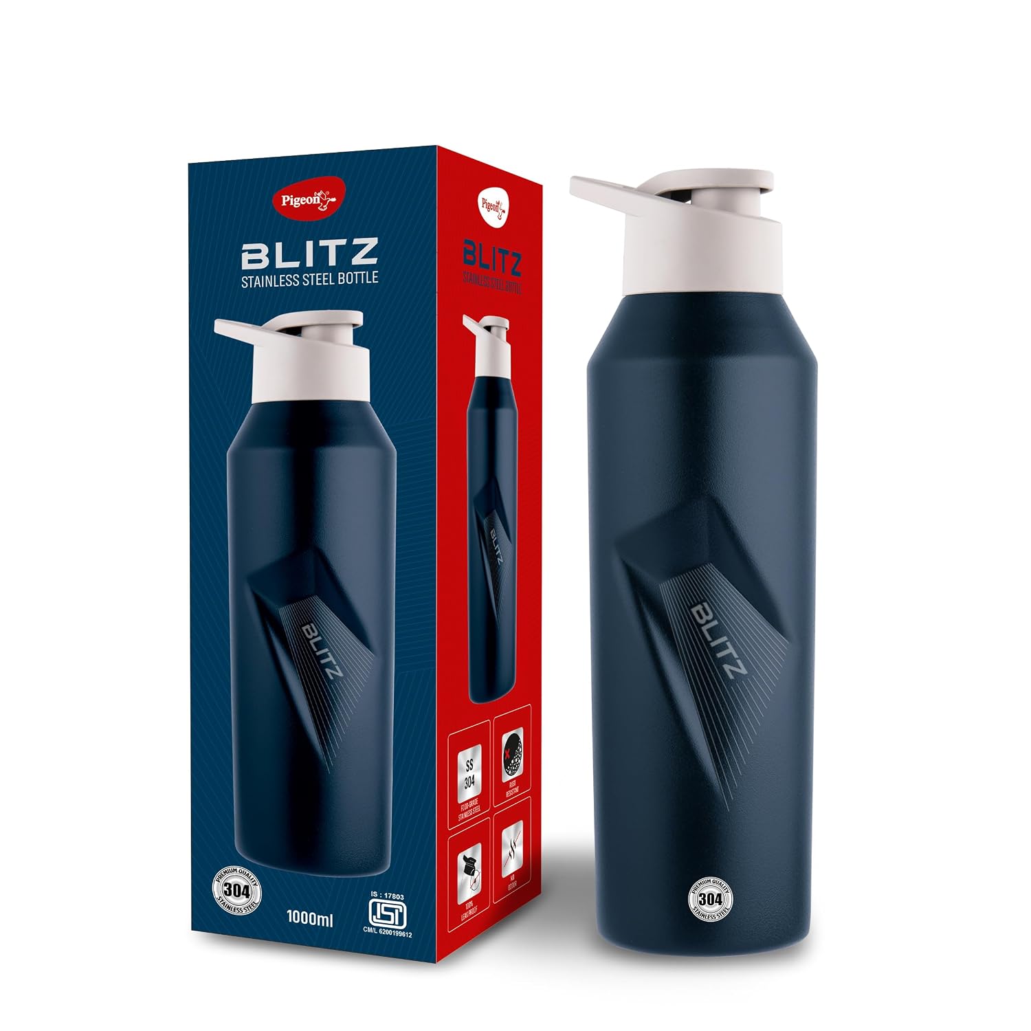 Pigeon Blitz Stainless Steel Water Bottle With Sipper Cap | Eco friendly | BPA Free | Water Bottle for Office, Gym, Scho