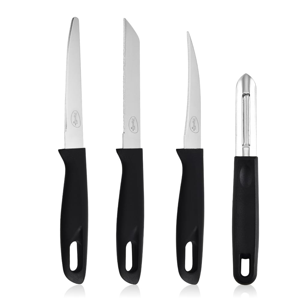 Pigeon Edge Stainless Steel 4 Pcs Kitchen Knife Set, Black High Grade Stainless Steel, by Stovekraft