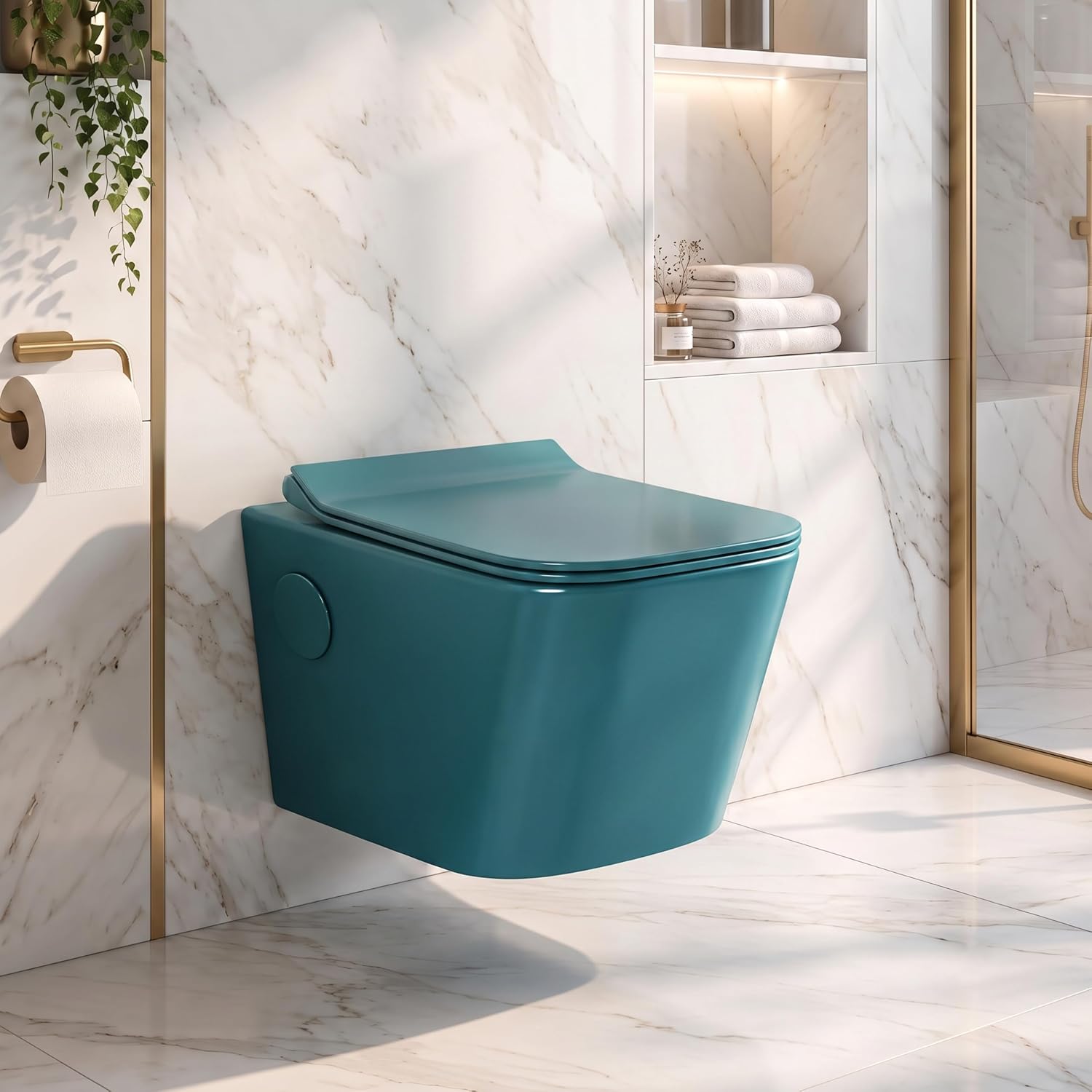 Plantex Commode for Toilet/Rimless Western Commode/Wall Hung Toilet with Soft Close Seat - P Trap (T05, Green)