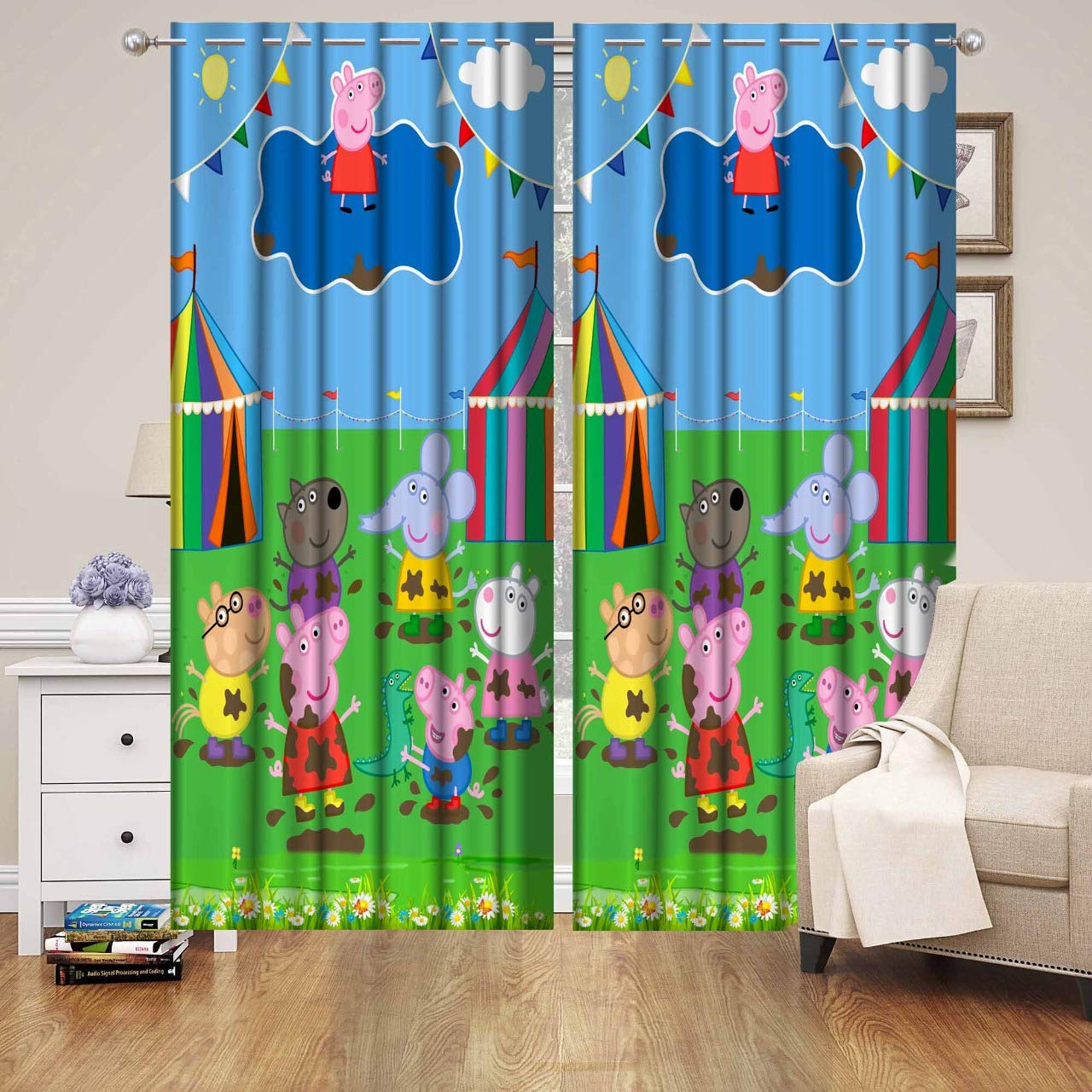 Polyester 3D Digital Printed Beautiful Kids Cartoon Room Curtains | Kids Curtains for Kids Room | Nursery Curtains (Desi