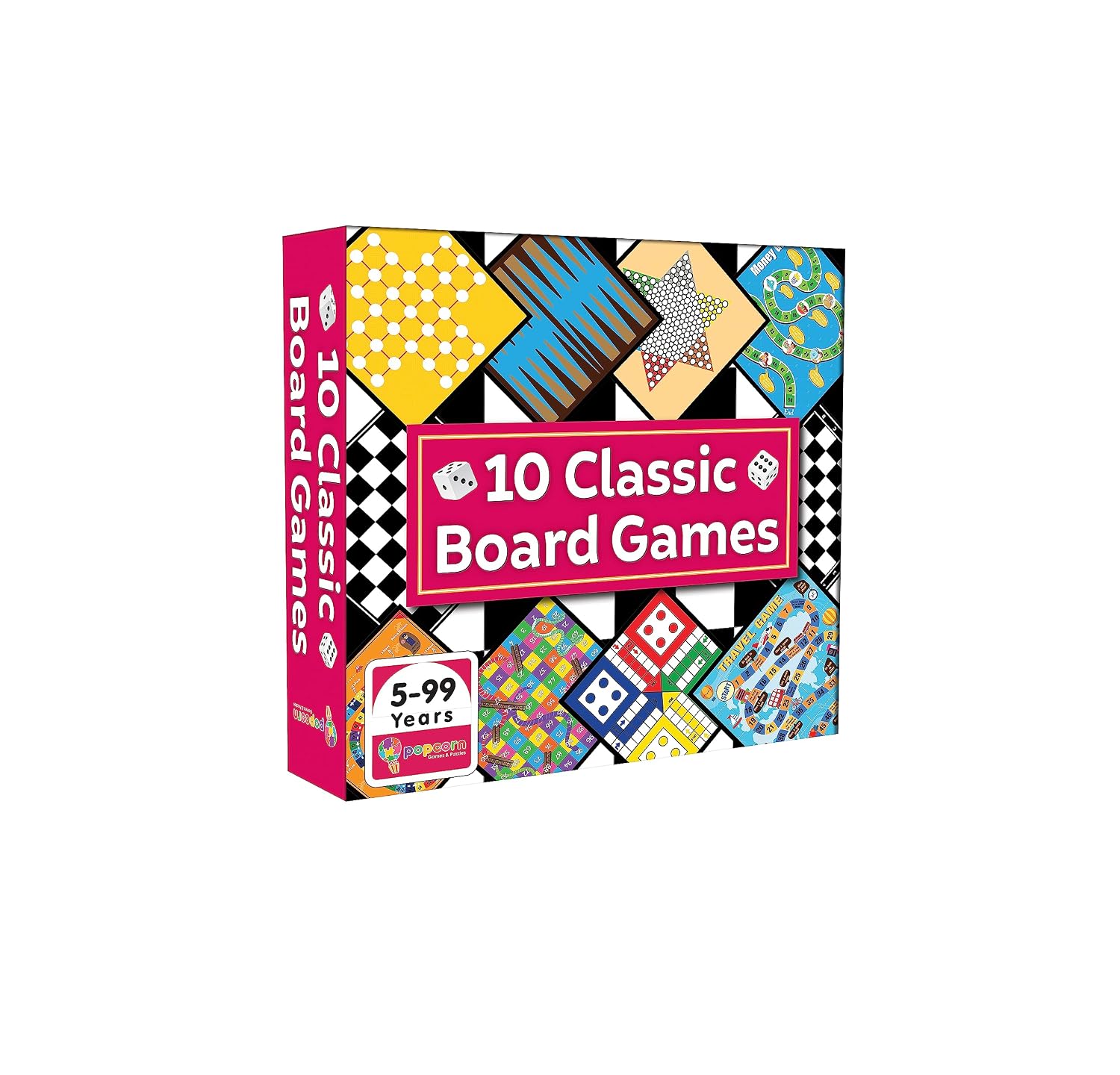 popcorn Games & Puzzles Classic Board Games for Smart Kids (10 in 1)