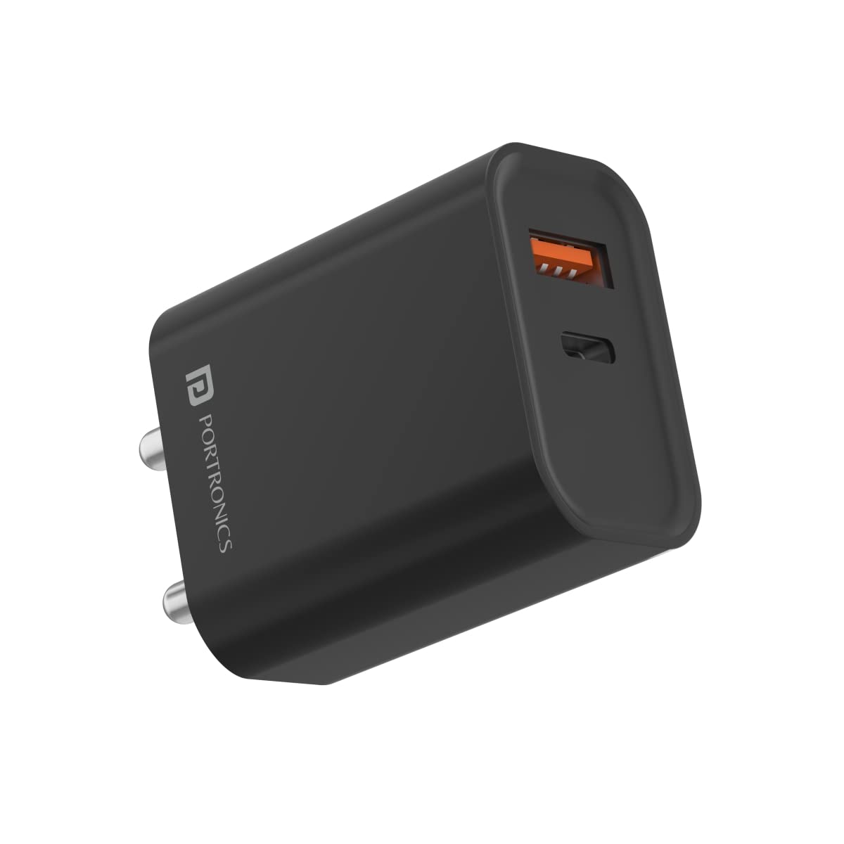 Portronics Adapto 45 GaN 22.5W Fast Charger, USB & Type-C Dual Port Wall Adapter, PD 3.0 Fast Charging Adaptor for Type