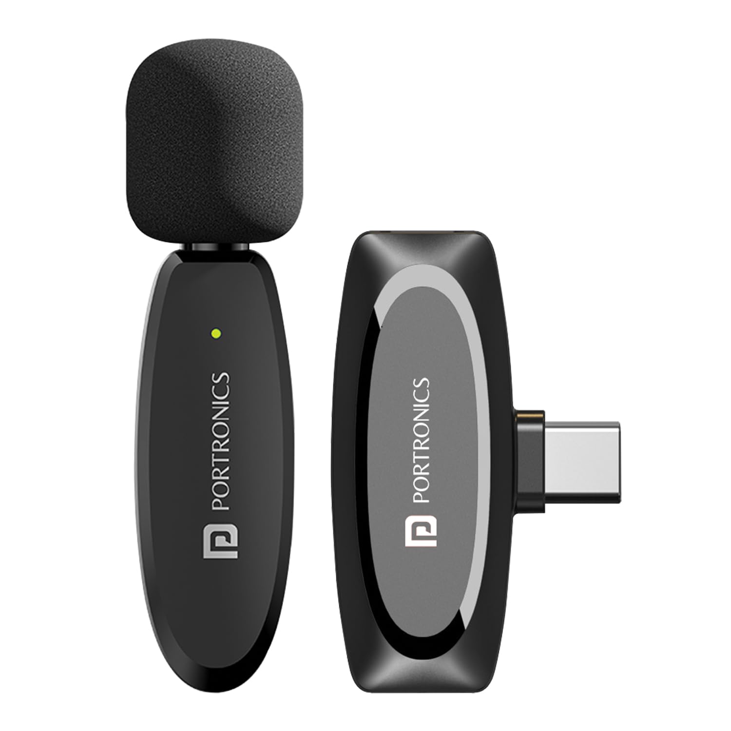 Portronics Dash 7 Omnidirectional Type C Wireless Microphone, Noise Cancellation, Plug & Play, Lapel Wireless Mic for Vi
