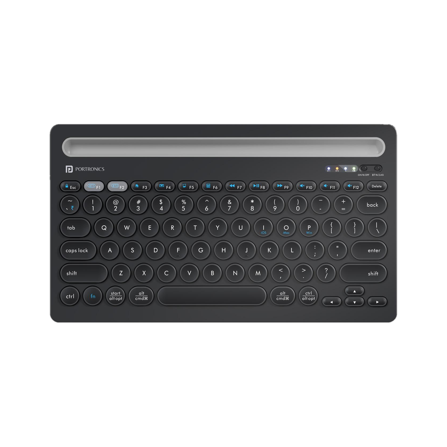 Portronics POR 2192 Bluetooth, Wireless Handheld Laptop Keyboard Compatible with Desktop, Laptop, Mac with Dual Connecti