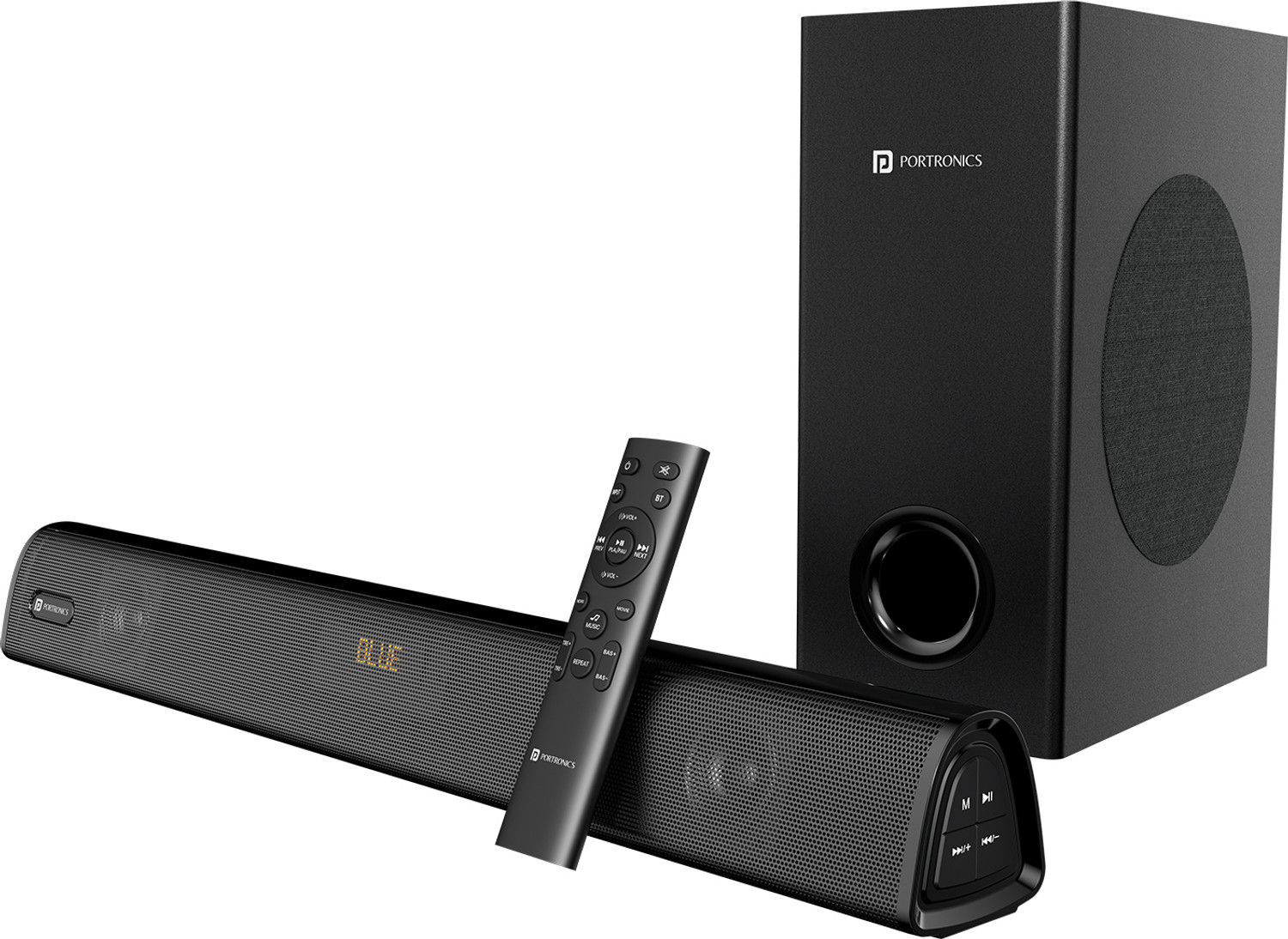 Portronics Pure Sound 106 Wired Subwoofer, HD Sound, BT5.3v 120 W Bluetooth Soundbar (Black, 2.1 Channel)