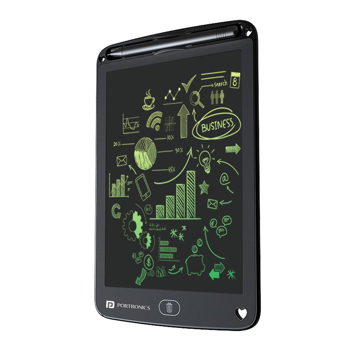 Portronics Ruffpad 12M | 12-Inch Re-Writable Multicolor LCD Writing Pad with One-Tap Erase, Smart Lock, Long Battery Lif