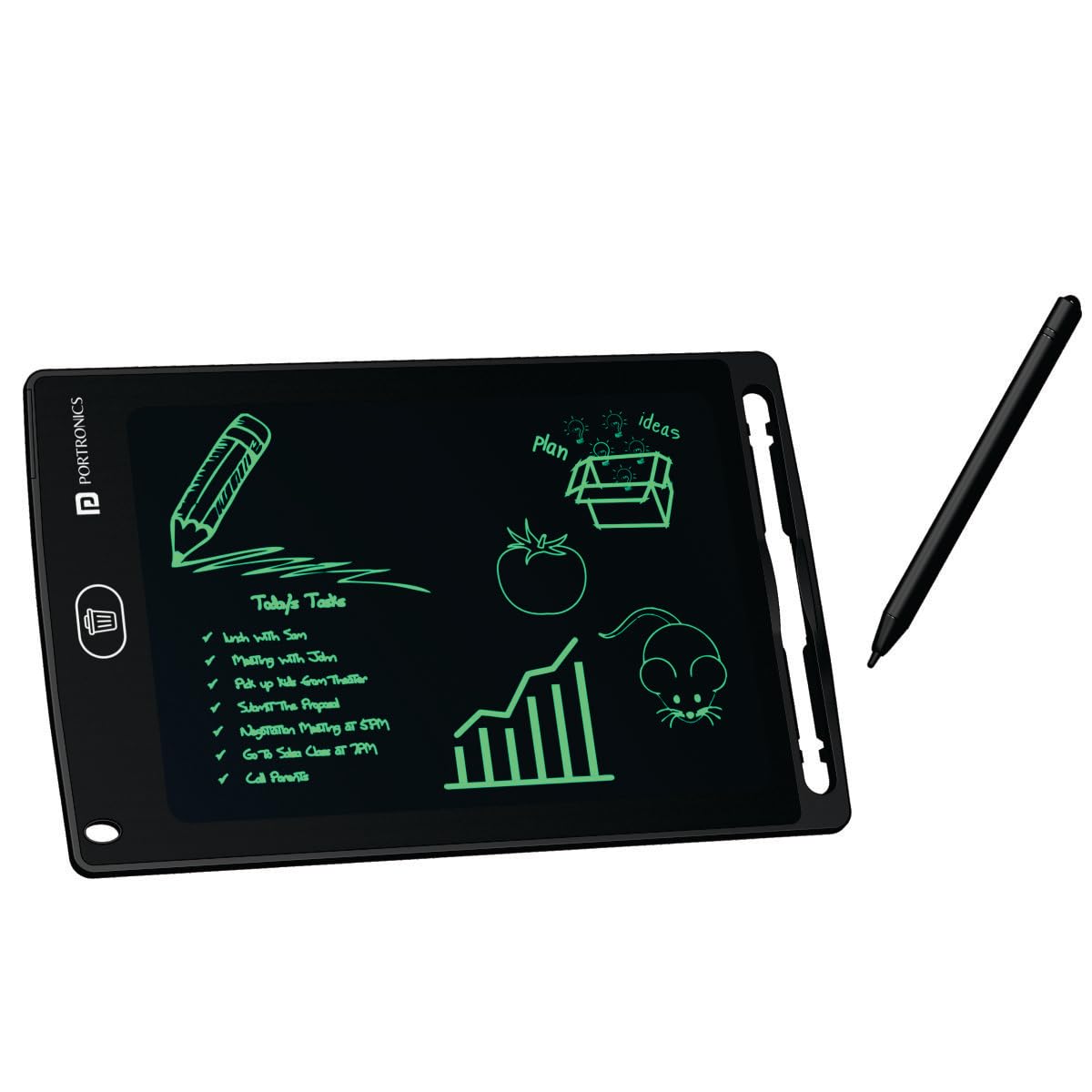 Portronics Ruffpad 8.5E Re-Writable LCD Writing Pad with Screen 21.5cm (8.5-inch) for Drawing, Playing, Handwriting Gift