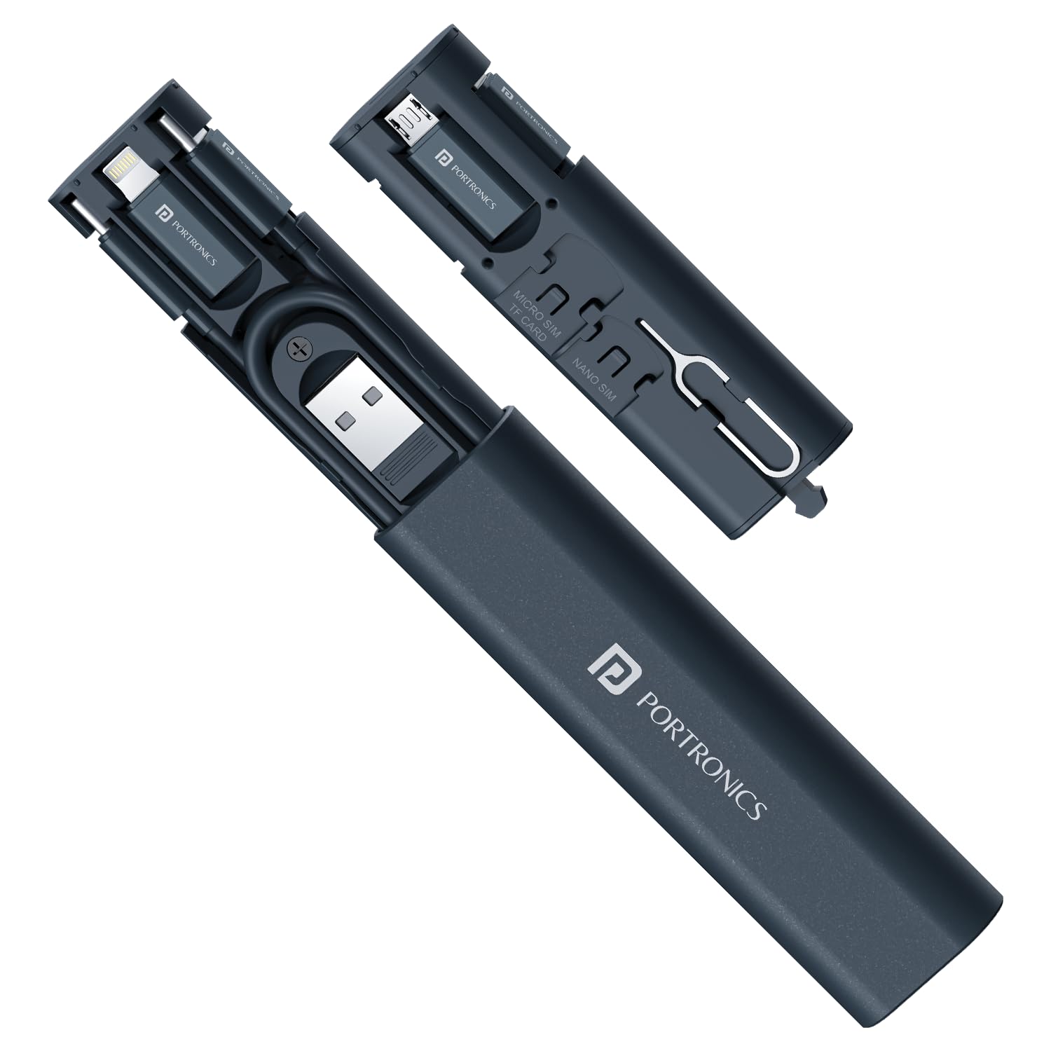 Portronics Snapcase 3 60W Multifunctional Fast Charging Data Cable Kit, Conversion Set USB A & Type C to Male Micro/Type