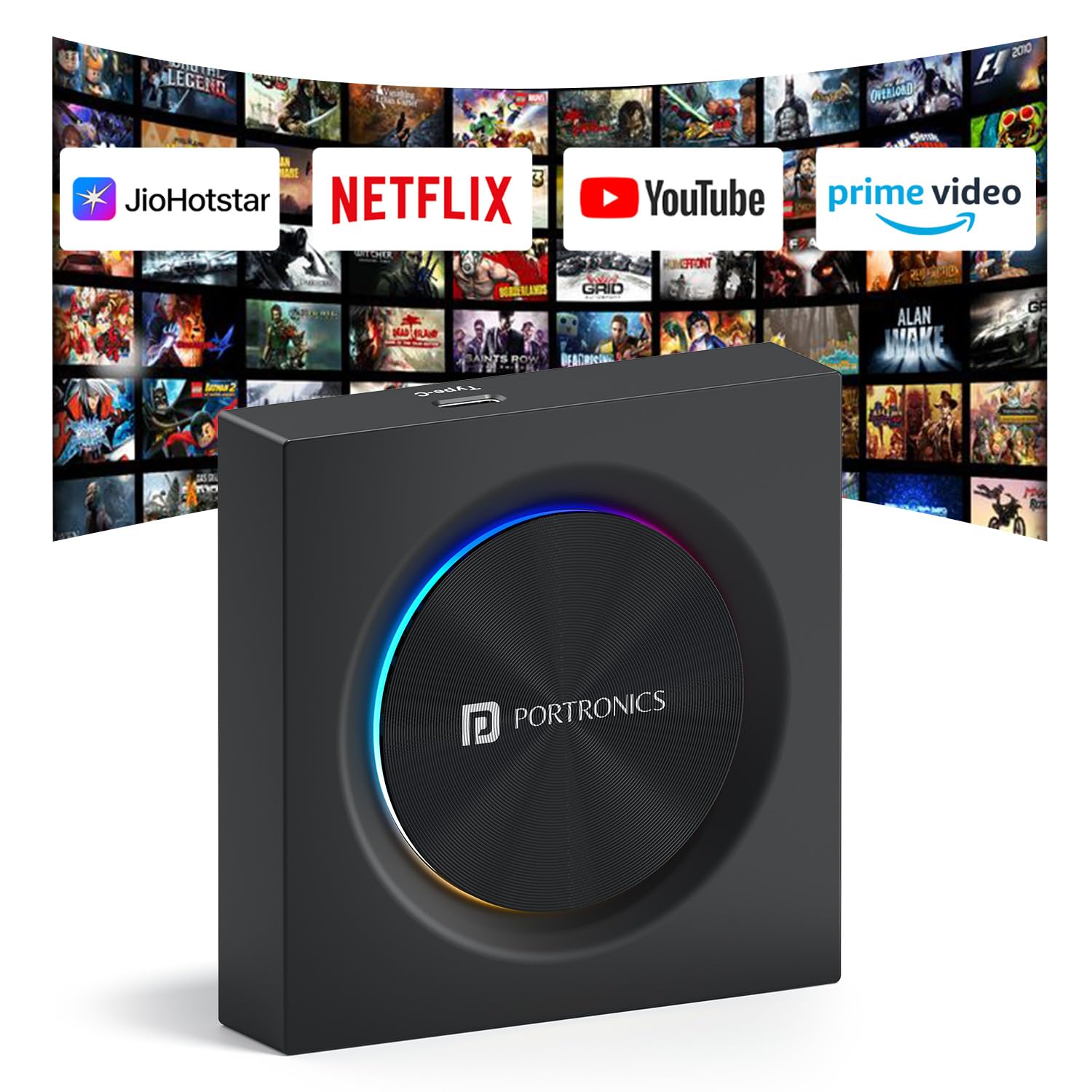 Portronics Tune Prime CarPlay & Android Auto Adapter, Stream YouTube, Netflix, JioHotstar on Car Screen, Converts Wired