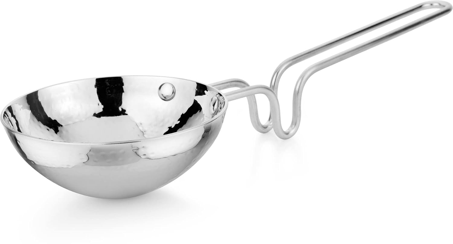 Prabha Tadka Pan Stainless Steel 13cm Tadka Pan 340ml Capacity | Small Hammered Tadka Pans Induction Base | Home & Kitch