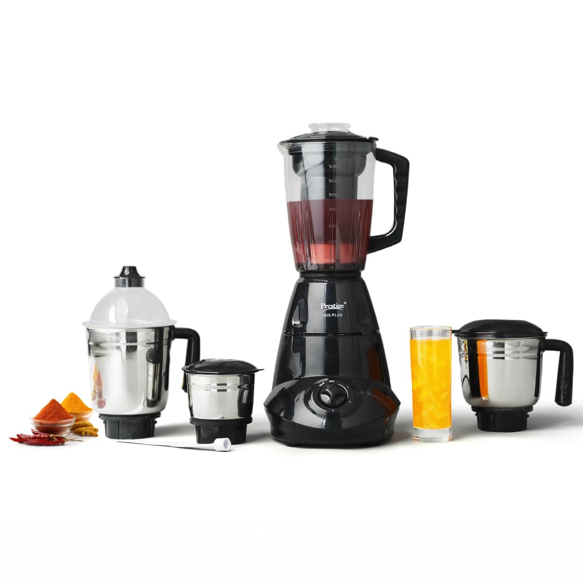 Prestige Iris 750 Watt Mixer Grinder with 4 Jars (3 Stainless Steel + 1 Juicer)