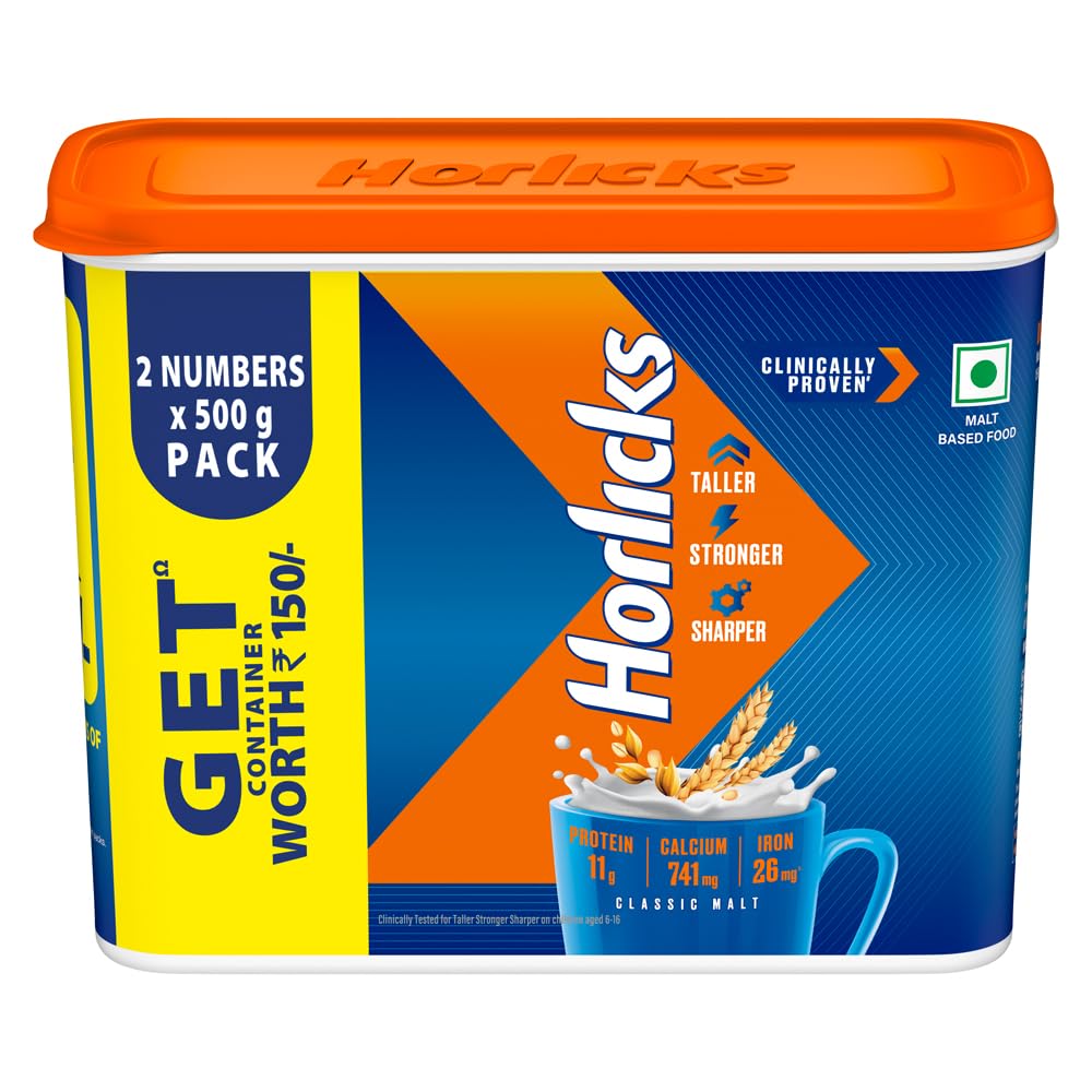 (prime user only) horlicks 500gmx2 container pack at rs 336 only