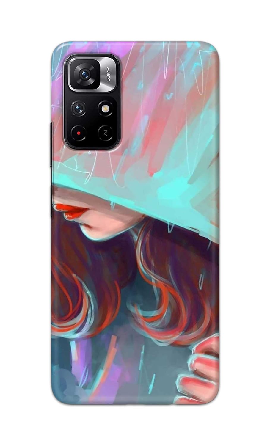 PRINTFIDAA Pretty Woman Under The Umbrella Painting Printed Designer Hard Case for Redmi Note 11T (5G) Back Cover -(e) R