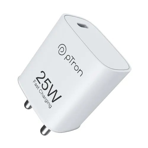 pTron Volta FC19 25W Type C Fast Charger - Compatible With Samsung S20 FE/S20+/S21/S21+/S21 FE/S21 Ultra, White