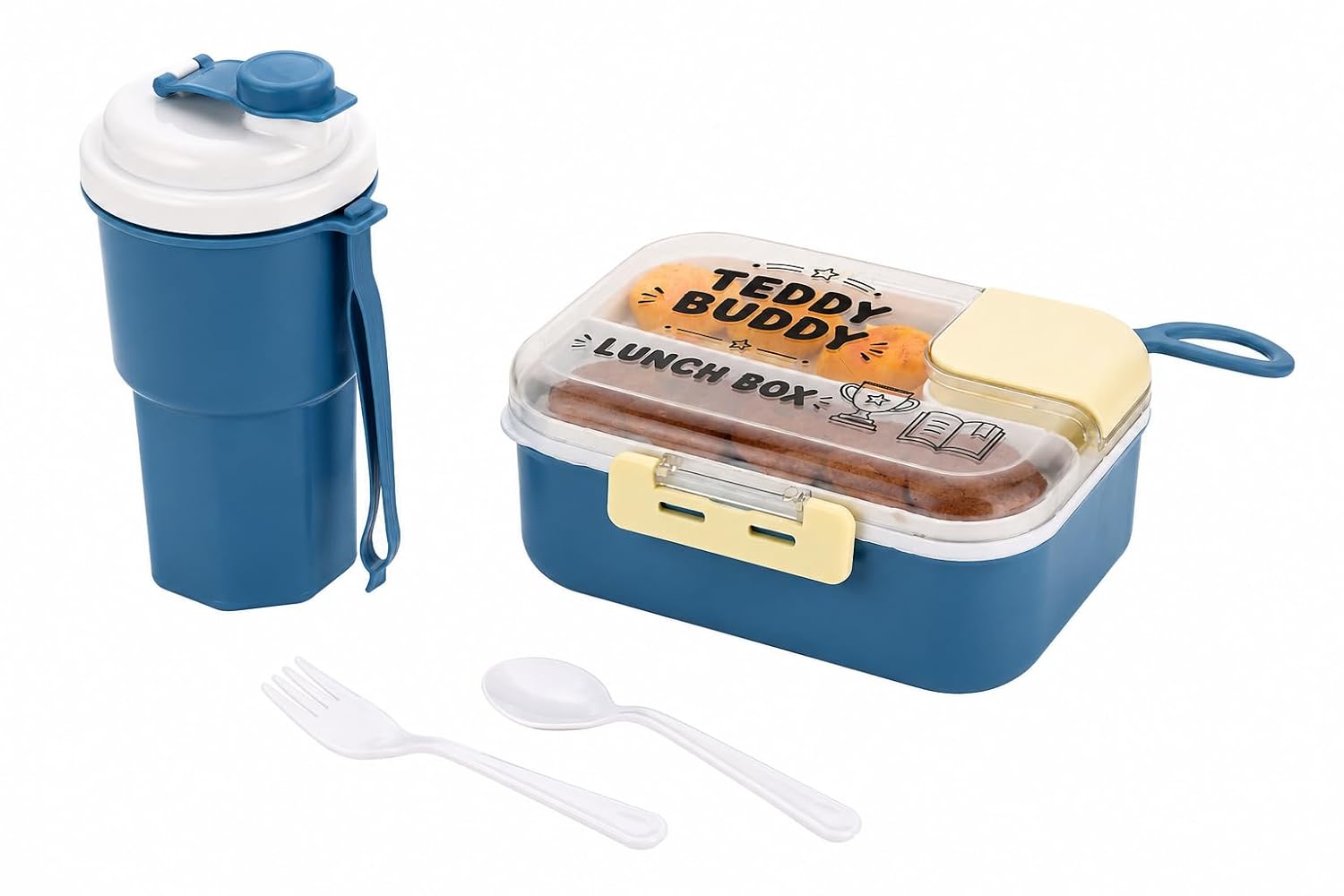 RANIC Teddy Buddy Lunch Box and Bottle Set | Kids & Adults Food Storage Container with Water Bottle | Leak-Proof, BPA-Fr