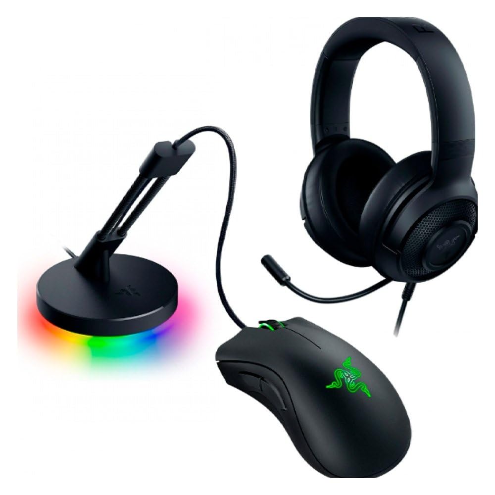 Razer Game On Bundle Gaming Combo with DeathAdder Essential Wired Mouse, Kraken X Lite Lightweight Gaming Headset, Mouse